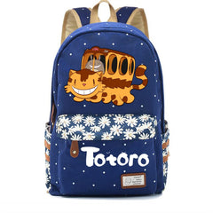 Anime Totoro Casual Backpack Student Schoolbag Canvas High Teenger