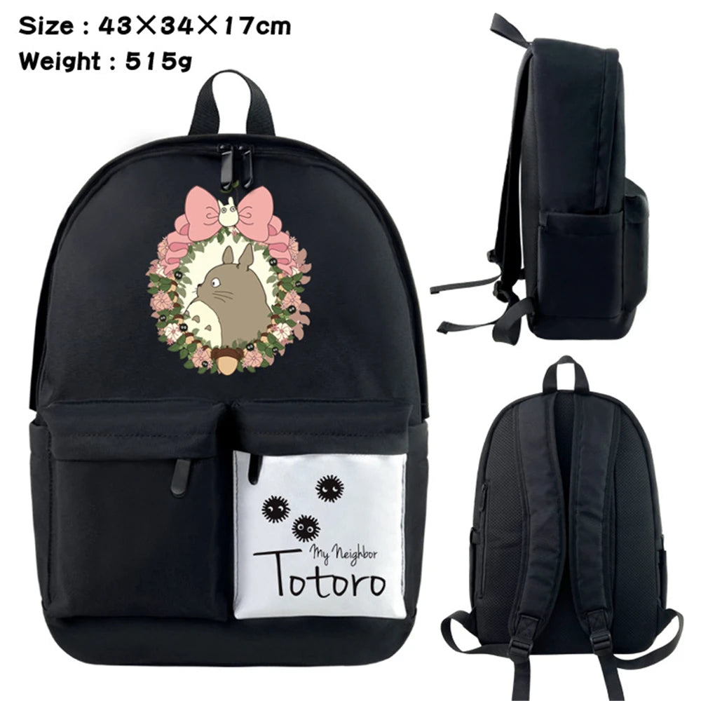 Anime Totoro Nylon Backpack Casual Knapsack Teenager Packsack