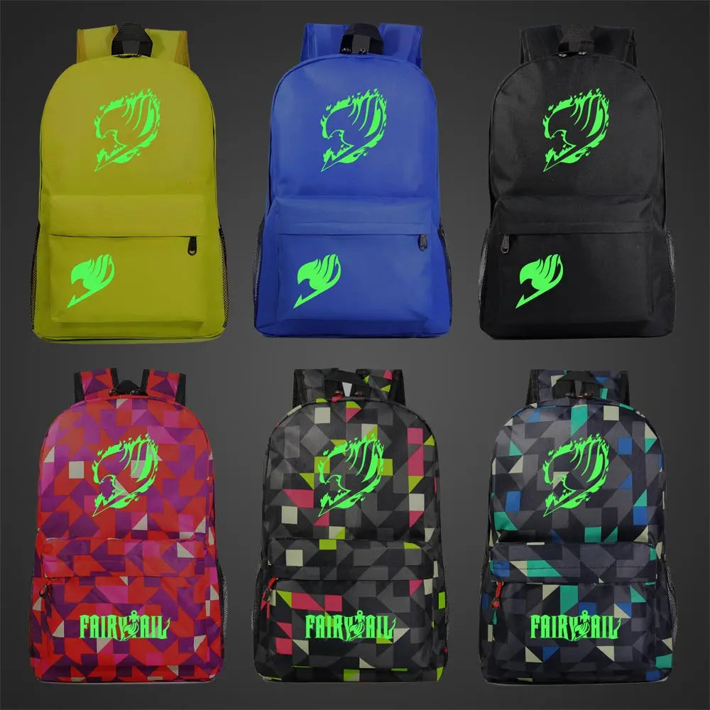 Anime Green Light Luminous Cartoon Fairy Tail School Bag