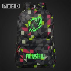 Anime Green Light Luminous Cartoon Fairy Tail School Bag