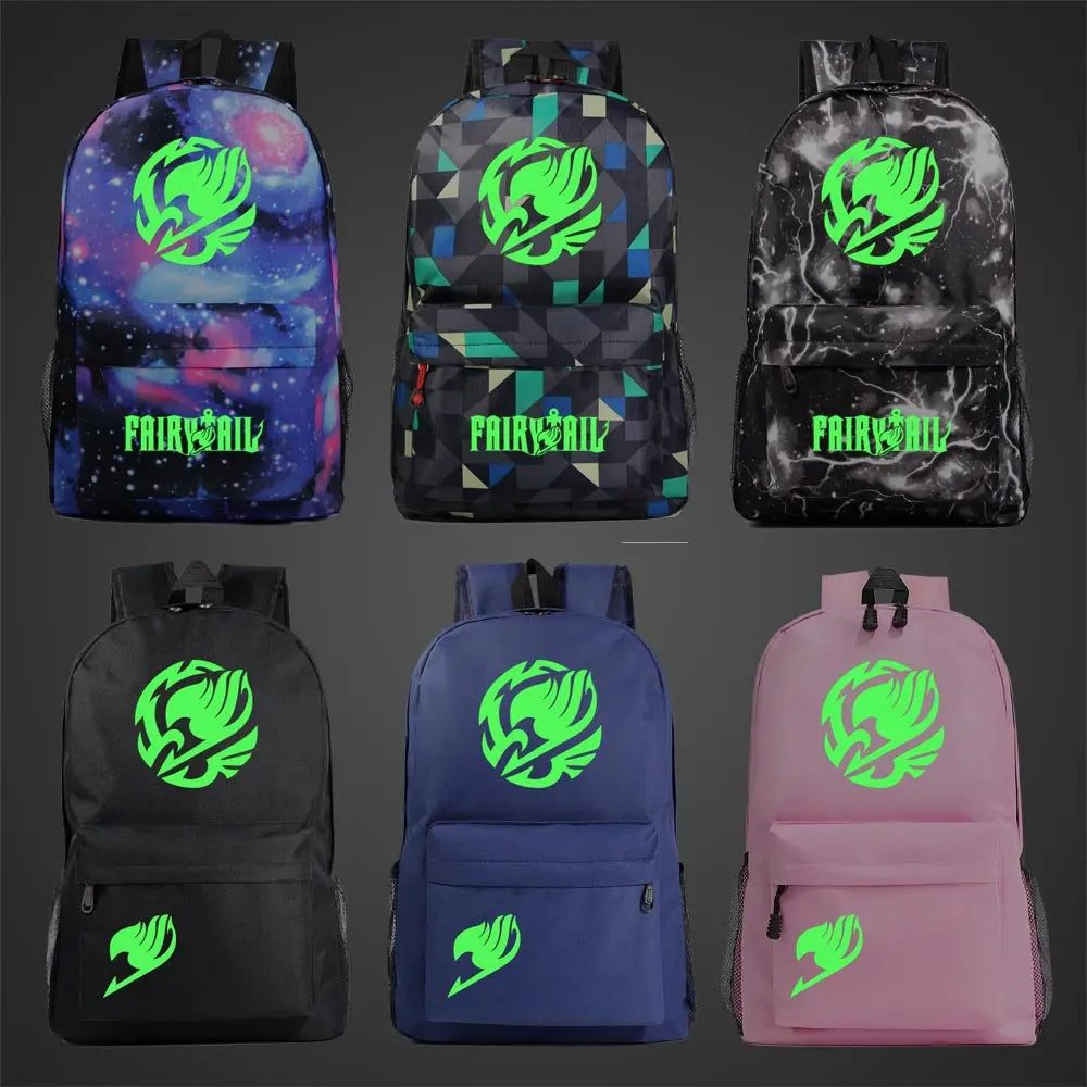 Anime Green Light Luminous Cartoon Fairy Tail School Bag