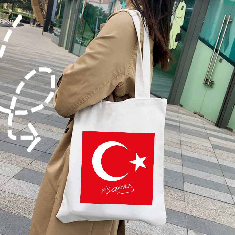Ankara Cappadovia Istanbul Turkey Map Flag Heart Women Canvas Shoulder Bag