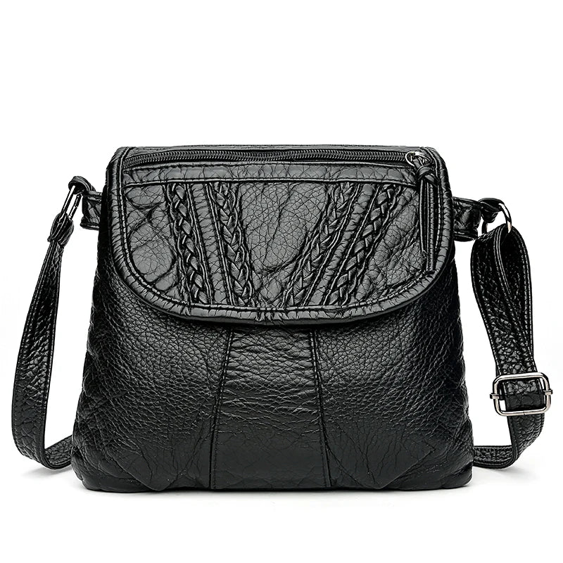 Women Shoulder Bag Pu Leather Crossbody Messenger Bag Soft Washed Leather