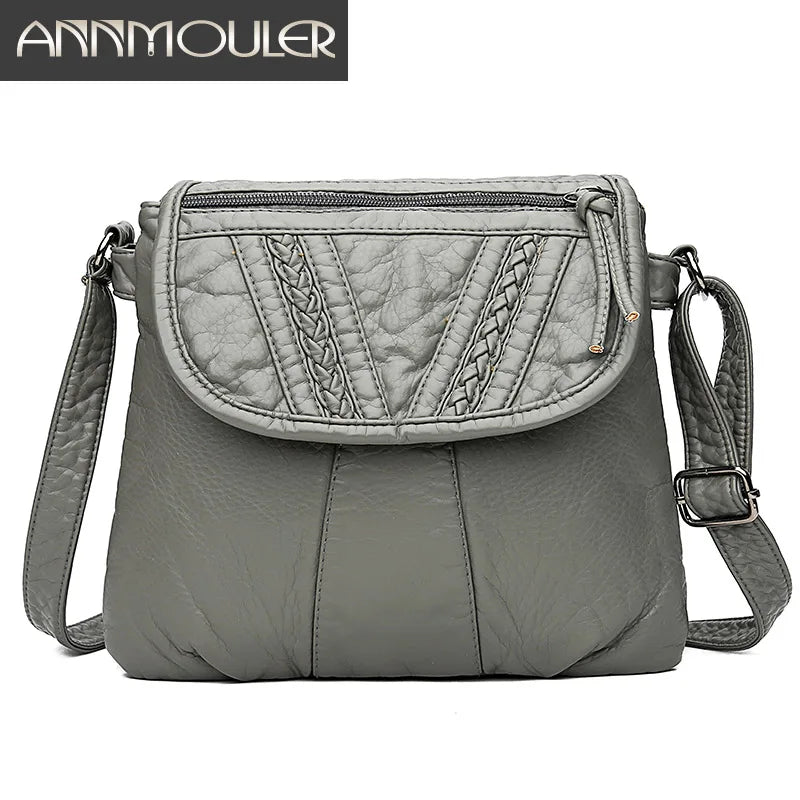 Women Shoulder Bag Pu Leather Crossbody Messenger Bag Soft Washed Leather
