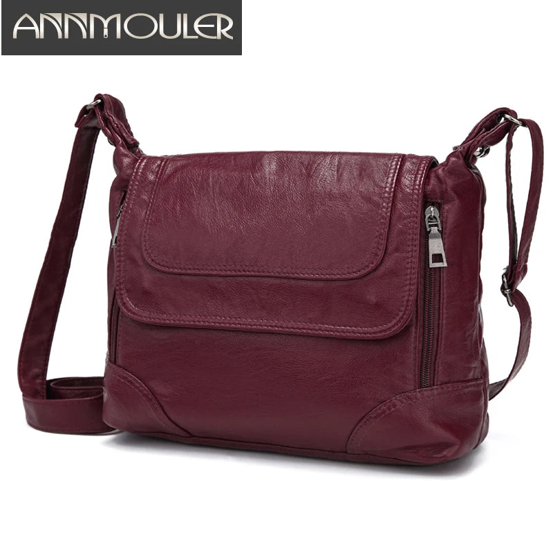 Women Shoulder Bag Crossbody Bag Soft Washed Leather Messenger Bag