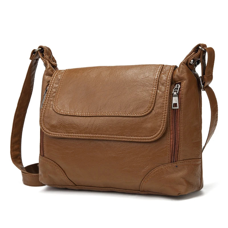 Women Shoulder Bag Crossbody Bag Soft Washed Leather Messenger Bag