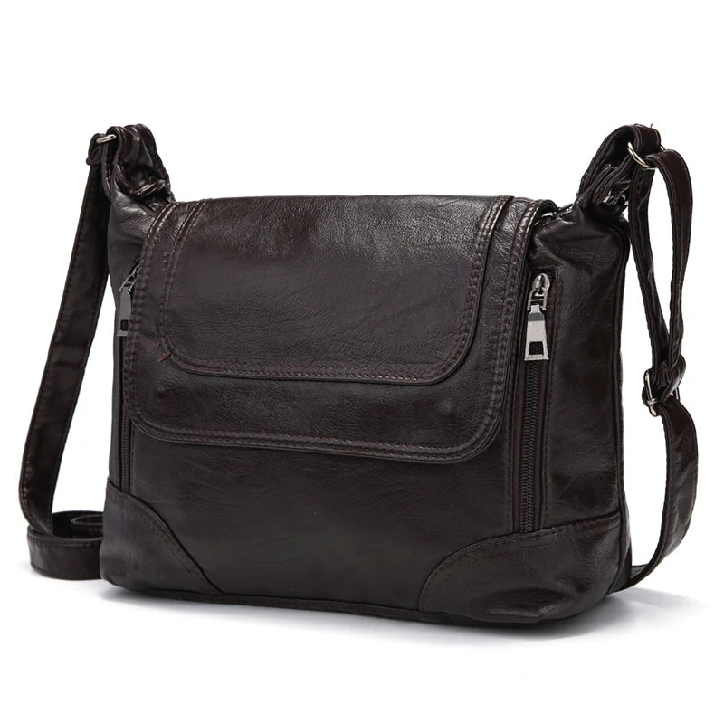 Women Shoulder Bag Crossbody Bag Soft Washed Leather Messenger Bag