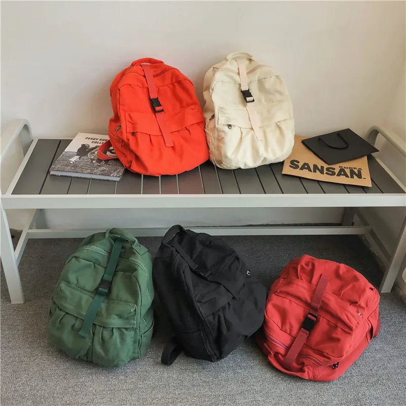 Canvas Rucksack Vintage School Bag Teenage Girls Travel Bag