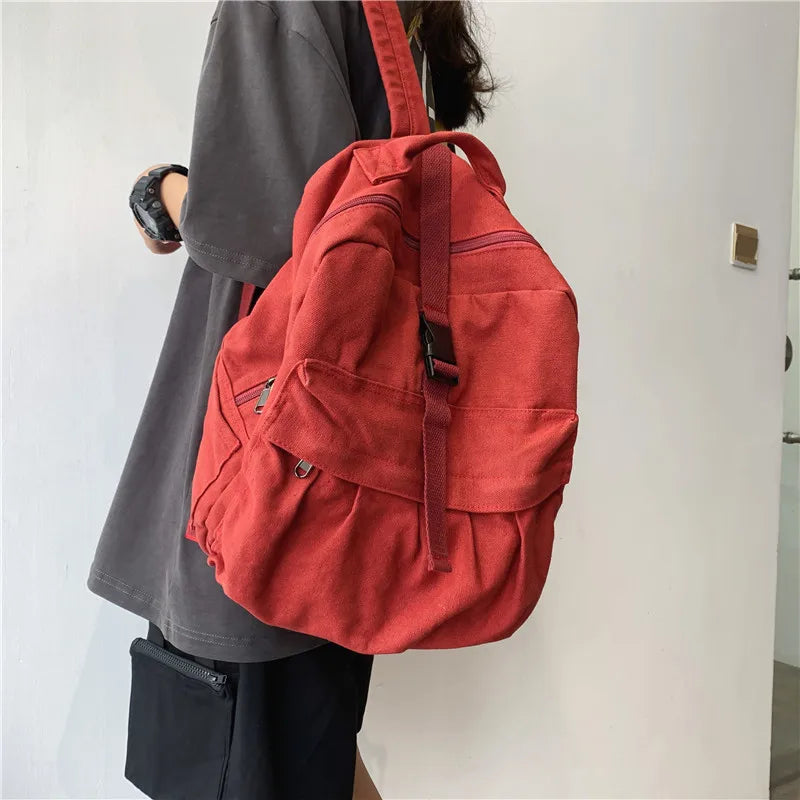 Canvas Rucksack Vintage School Bag Teenage Girls Travel Bag
