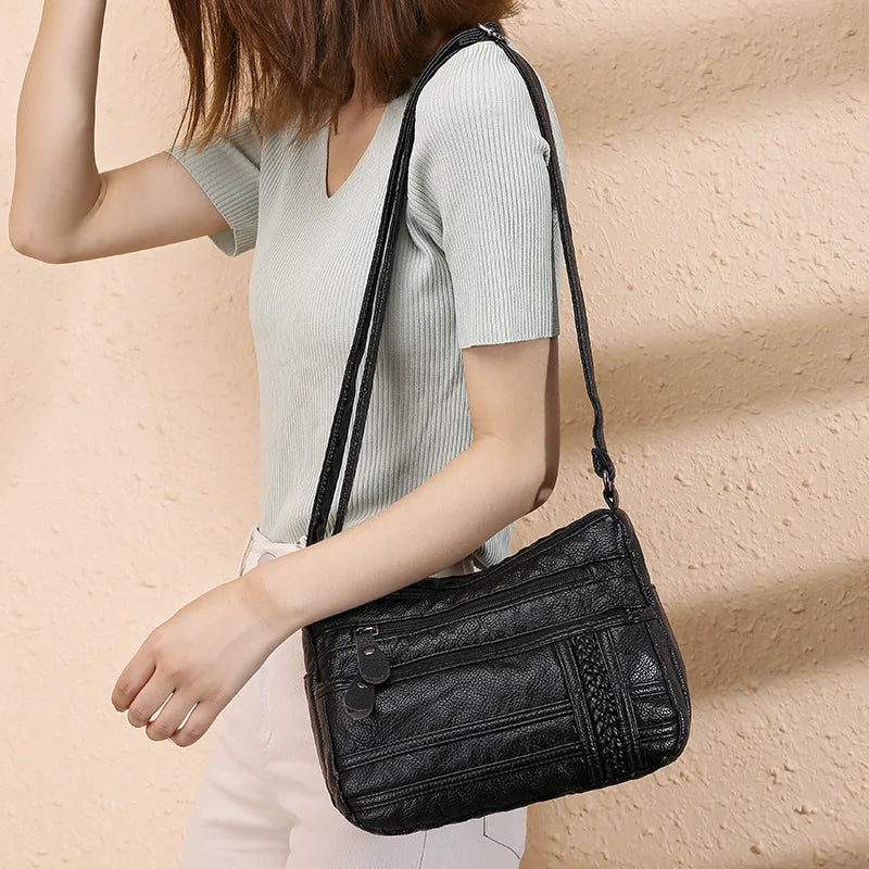 Soft Leather Shoulder Bag Women's Crossbody Purse Lady Bolsas