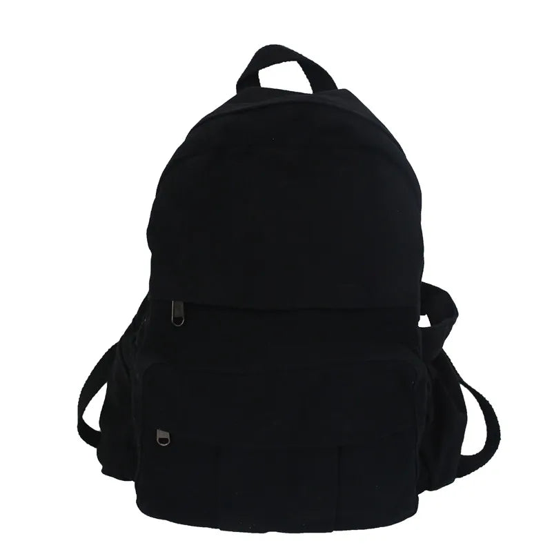 Canvas Student School Bag Large Capacity Zipper Book Bag
