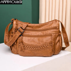 Vintage Brown Leather Crossbody Purse
