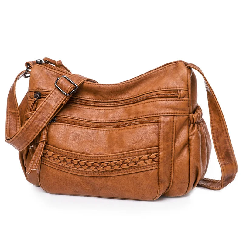 Vintage Brown Leather Crossbody Purse