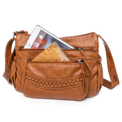 Vintage Brown Leather Crossbody Purse