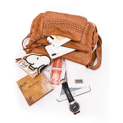 Vintage Brown Leather Crossbody Purse