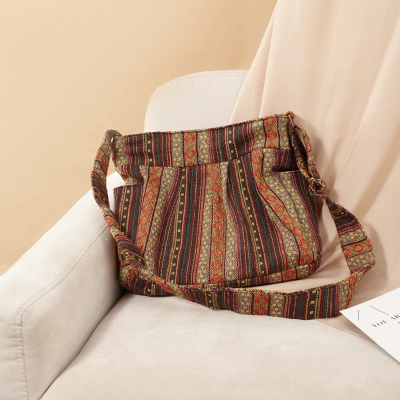 Bohemian Style Crossbody Bag Vintage Hobo Bag Multi-pockets Messenger Bag