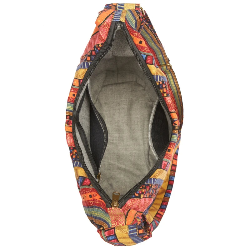Bohemian Style Crossbody Bag Vintage Hobo Bag Multi-pockets Messenger Bag