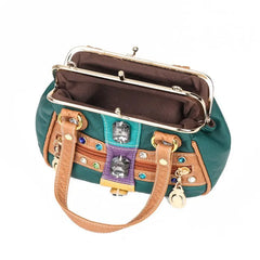 Soft Leather Shoulder Bag with Diamond Crossbody Purse