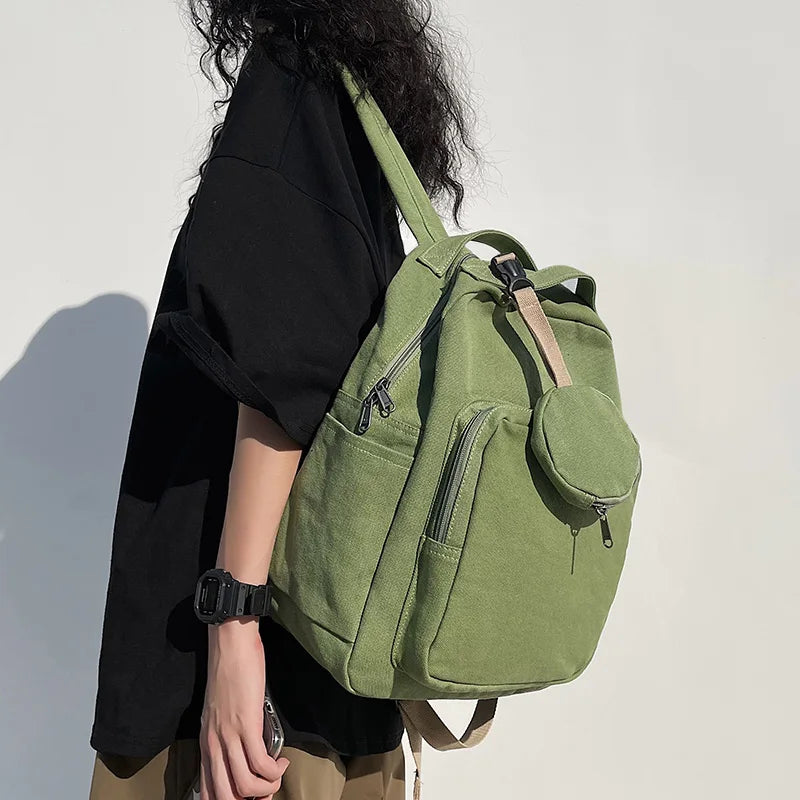 Canvas Rucksack Unisex Student School Bags Large Capacity Daypack