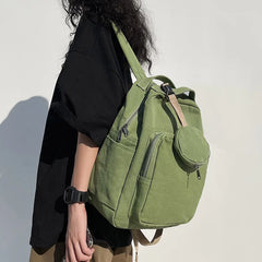 Canvas Rucksack Unisex Student School Bags Large Capacity Daypack