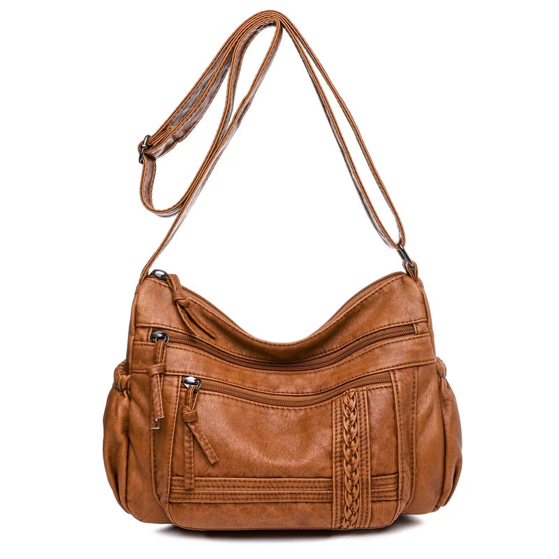 Vintage Messenger Bag Soft Pu Leather Crossbody Bag Brown Leather Handbag