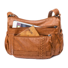 Vintage Messenger Bag Soft Pu Leather Crossbody Bag Brown Leather Handbag