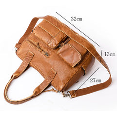 Brown Leather Tote Bag Large Capacity Shoulder Purse Crossbody