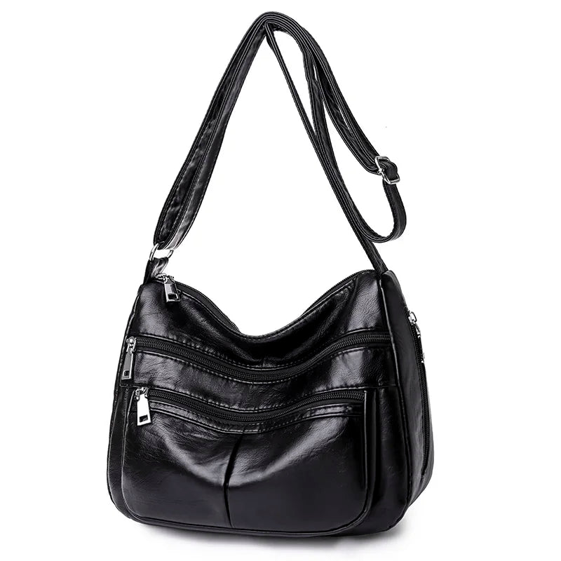 Faux Leather Shoulder Bag Women Crossbody Bag Solid Messenger Bolsa