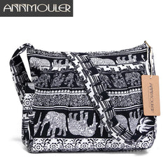 Elephant Printed Crossbody Bag with Large Capacity and 2 Pockets