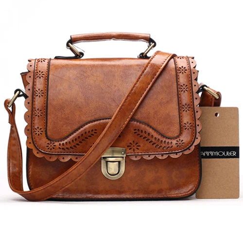 Vintage Women Bag Small Handbags Lace Shoulder Messenger Brown Satchel