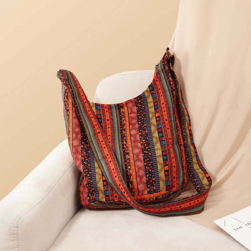 Vintage Bohemian Crossbody Bag with Adjustable Strap