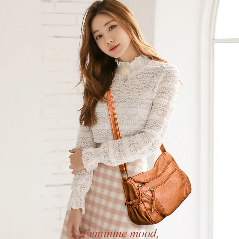 Vintage Women Shoulder Bag Pu Leather Crossbody Female Messenger Purse