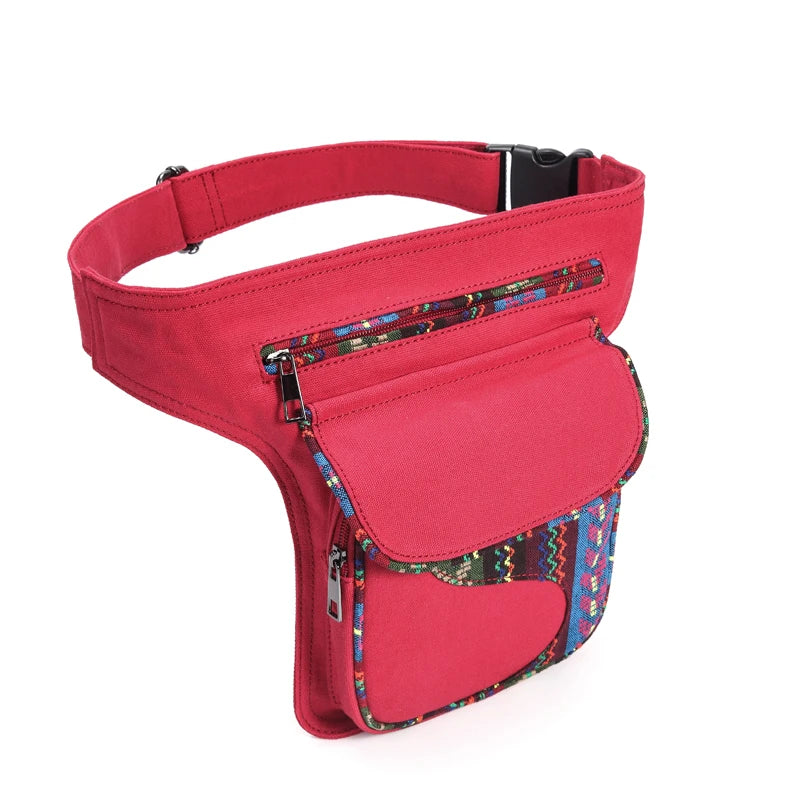 Vintage Women Waist Bag Pack Large Capacity Fanny Pack Fabric Patchwork