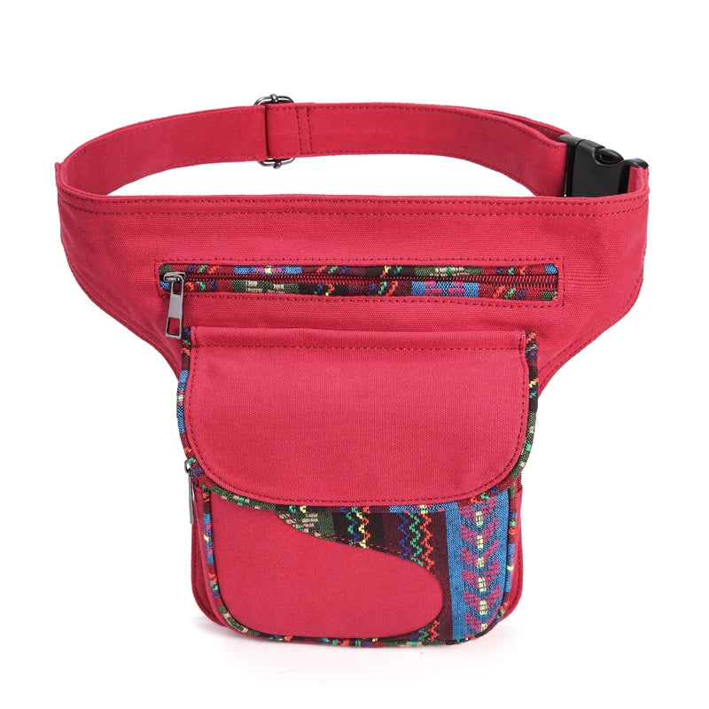 Vintage Women Waist Bag Pack Large Capacity Fanny Pack Fabric Patchwork