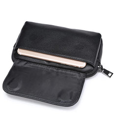 Women PU Leather Waist Bag Fanny Pack Double Pocket Small Phone Bag Purse
