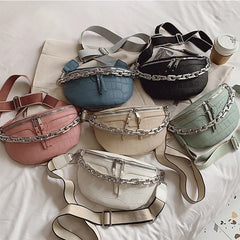 Chain Waist Bag Women PU Leather Shoulder Bag