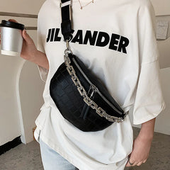 Chain Waist Bag Women PU Leather Shoulder Bag