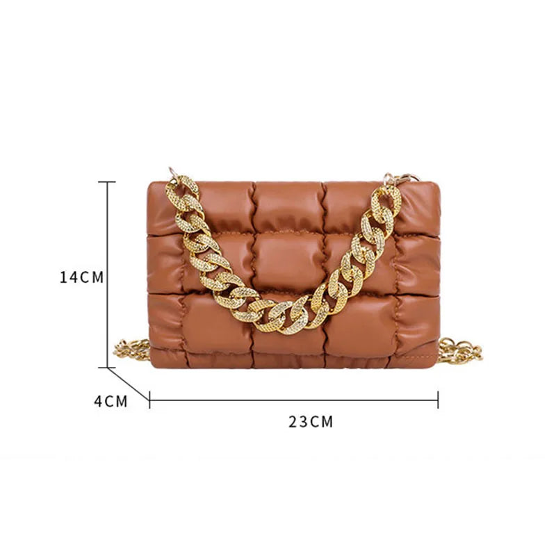 Quilted Shoulder Bag Chain Messenger Handbag Plaid Purse HPS1305