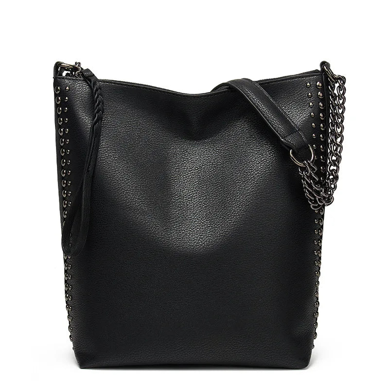 Rivet Bucket Bag Casual Wild Large Capacity Shoulder Bag Women Crossbody Bags