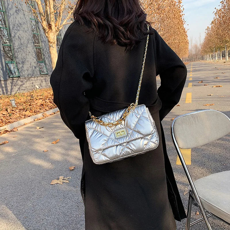 Diamond Lattice Shoulder Bag Small Square Crossbody Handbag