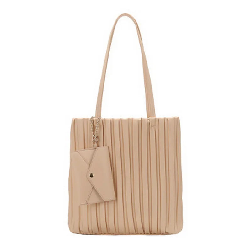 Pleated PU Leather Shoulder Bag with Wallet HPS1014