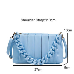 Pleated Chain Handbag Messenger Bag Lady PU Leather Shoulder