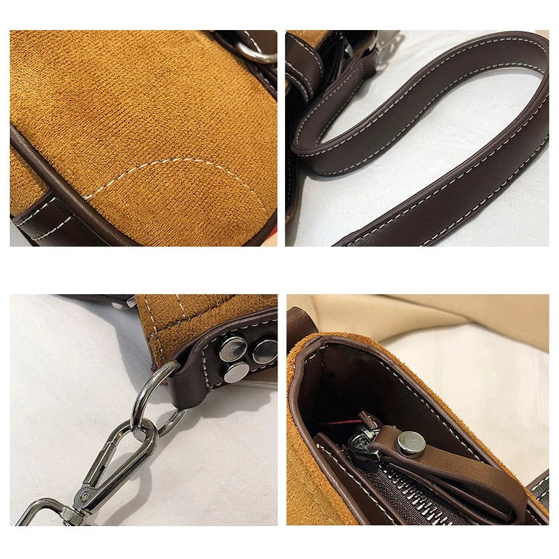 Panelled Square Canvas Shoulder Bag for Women HPS758