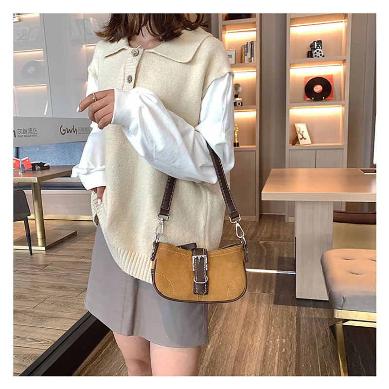 Panelled Square Canvas Shoulder Bag for Women HPS758