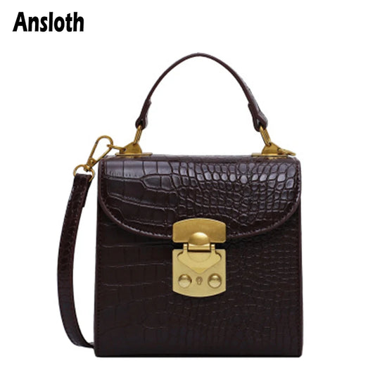 Retro Stone Pattern Shoulder Bag PU Leather Handbag Lady HPS984
