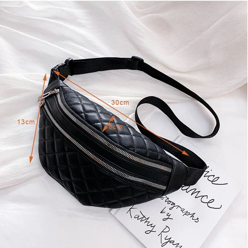 Plaid Waist Bag PU Leather Chest Bag Women Bag HPS1193