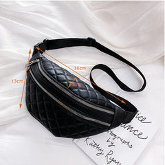 Plaid Waist Bag PU Leather Chest Bag Women Bag HPS1193