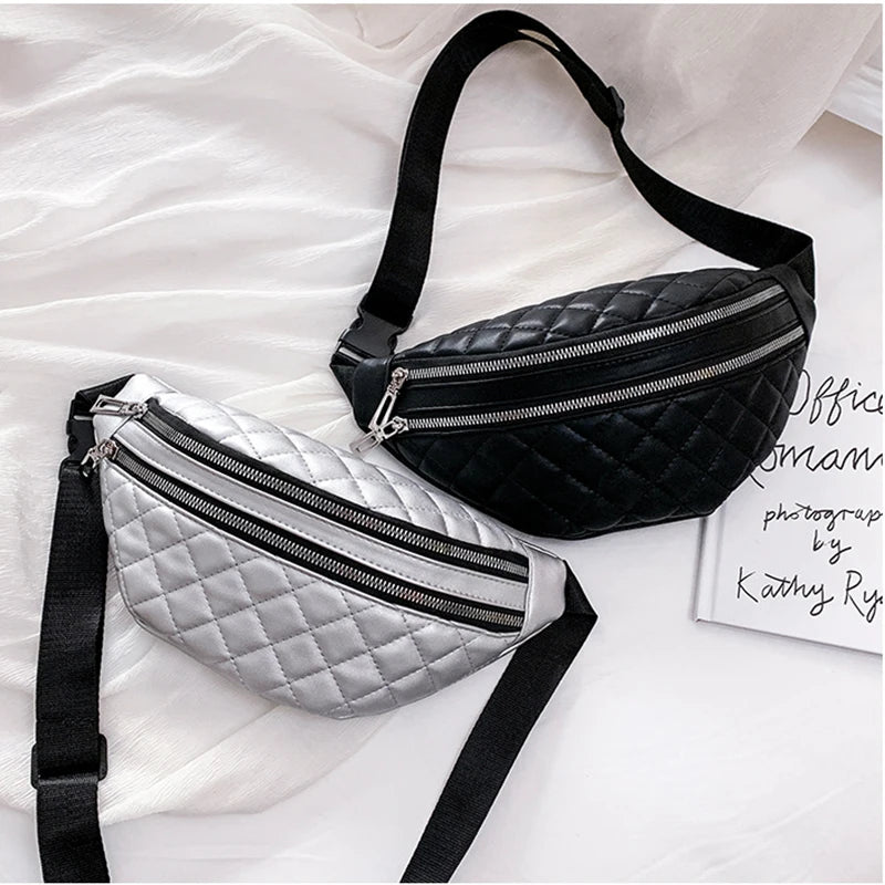 Plaid Waist Bag PU Leather Chest Bag Women Bag HPS1193