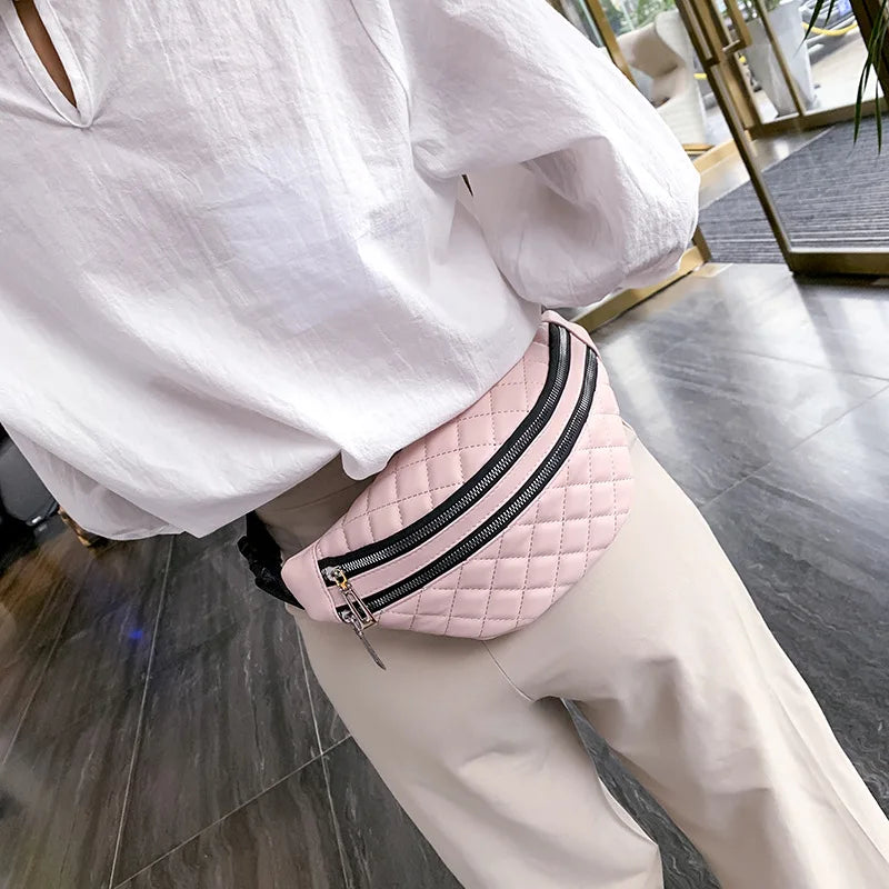 Plaid Waist Bag PU Leather Chest Bag Women Bag HPS1193