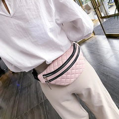 Plaid Waist Bag PU Leather Chest Bag Women Bag HPS1193